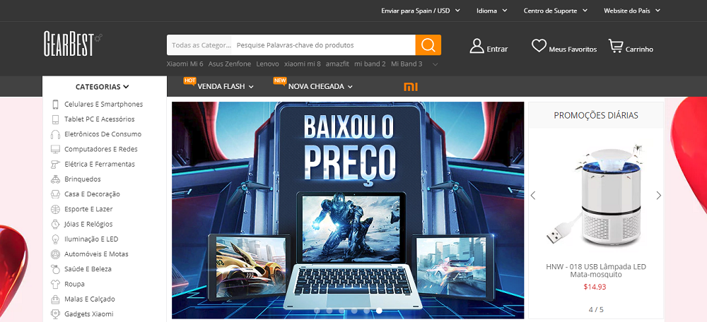 Melhor cupom Gearbest no site oficial