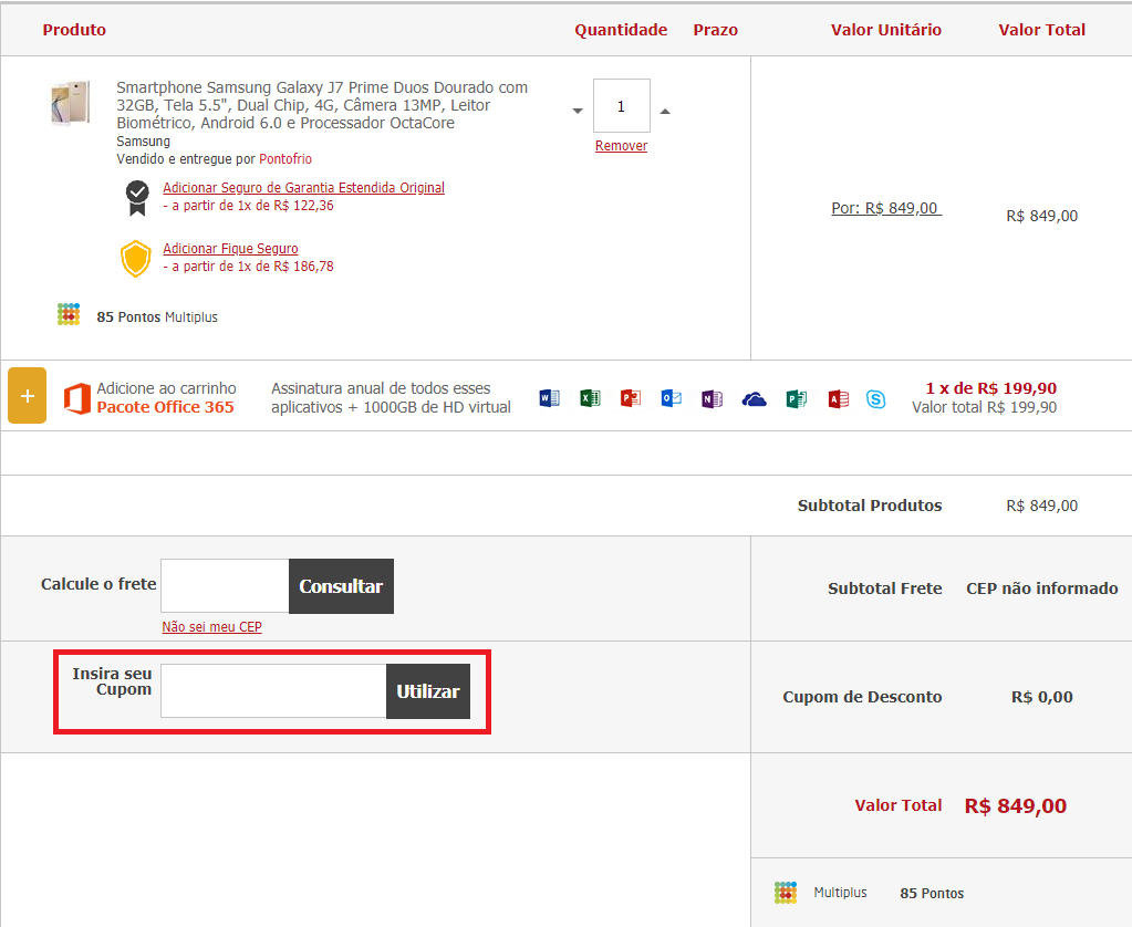 Usar cupom Pontofrio
