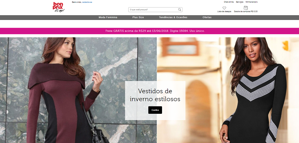 Cupom de desconto bonprix