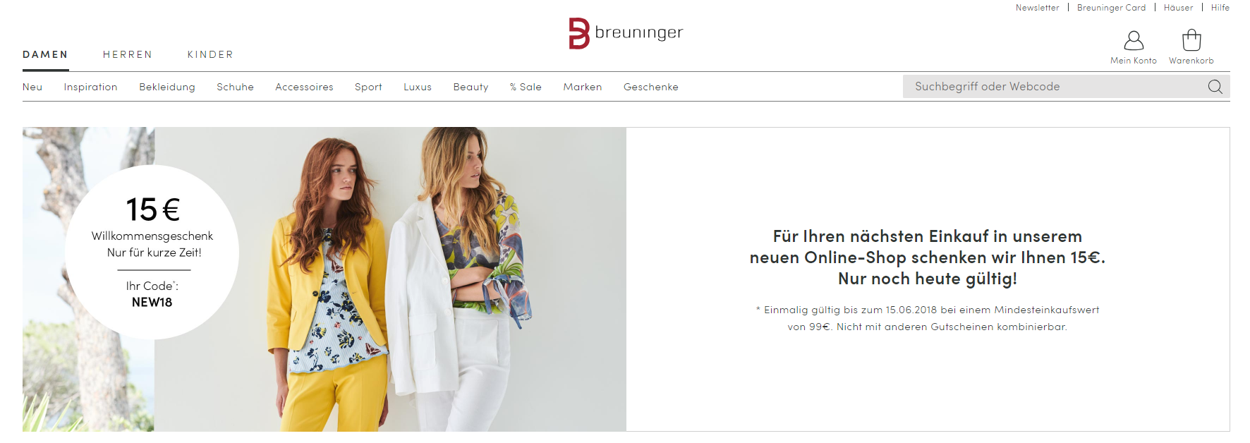 Mit unseren exklusiven Angeboten kann man billiger auf Breuninger kaufen.