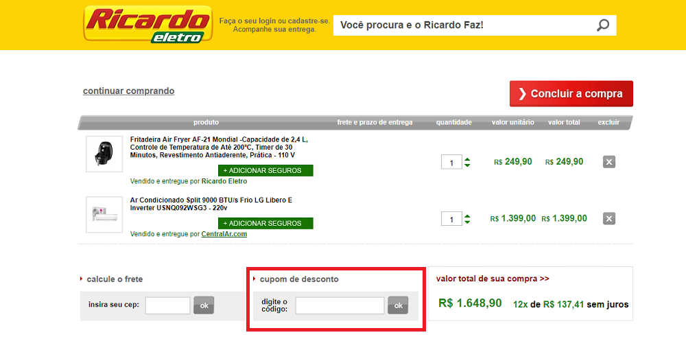 Como usar o cupom Ricardo Eletro