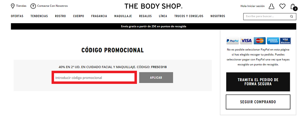 codigo descuento the body shop