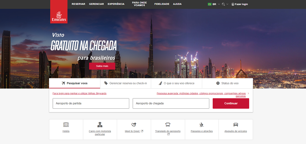 a melhor promoção Emirates