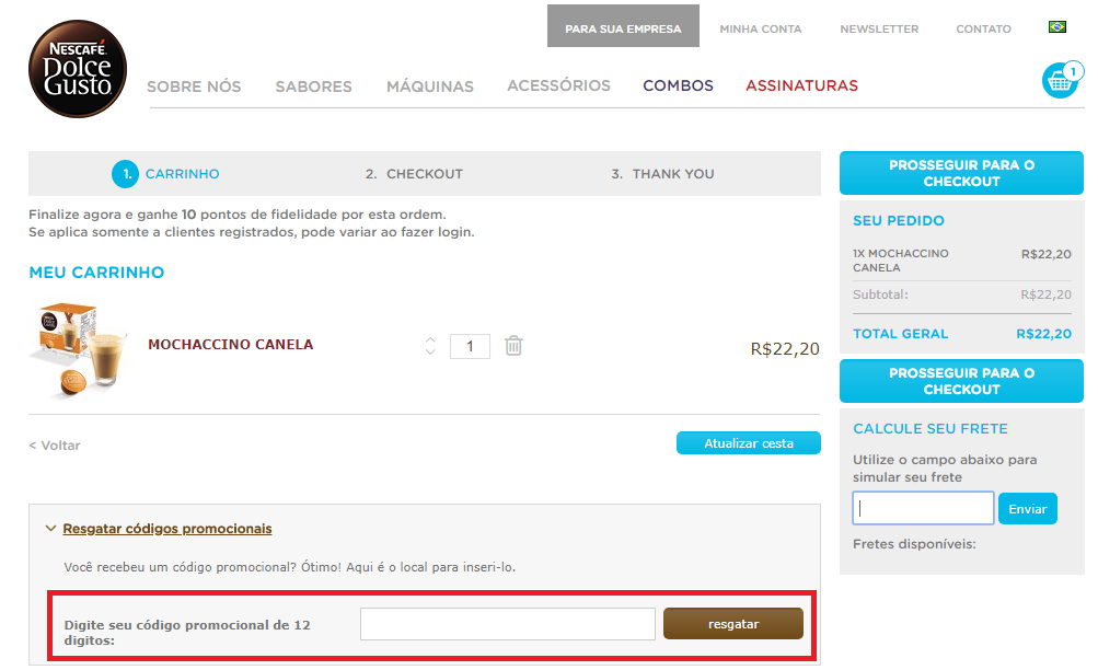 Onde colar o cupom de desconto Nescafé Dolce Gusto