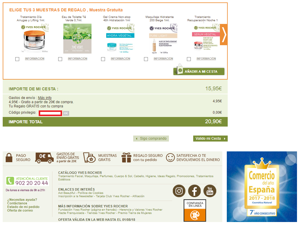 codigo descuento yves rocher