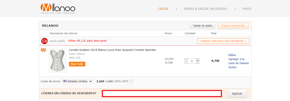 codigo descuento milanoo