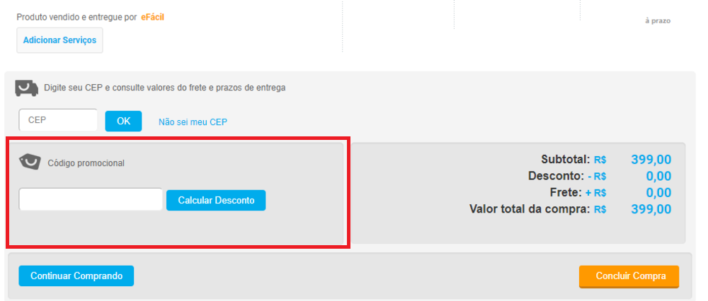 Use o cupom de desconto efacil