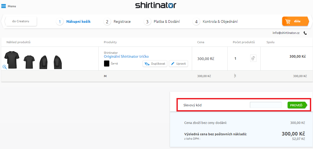 shirtinator slevový kod